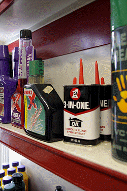 Oils and Lubricants in the FOrge Garage Parts Shop